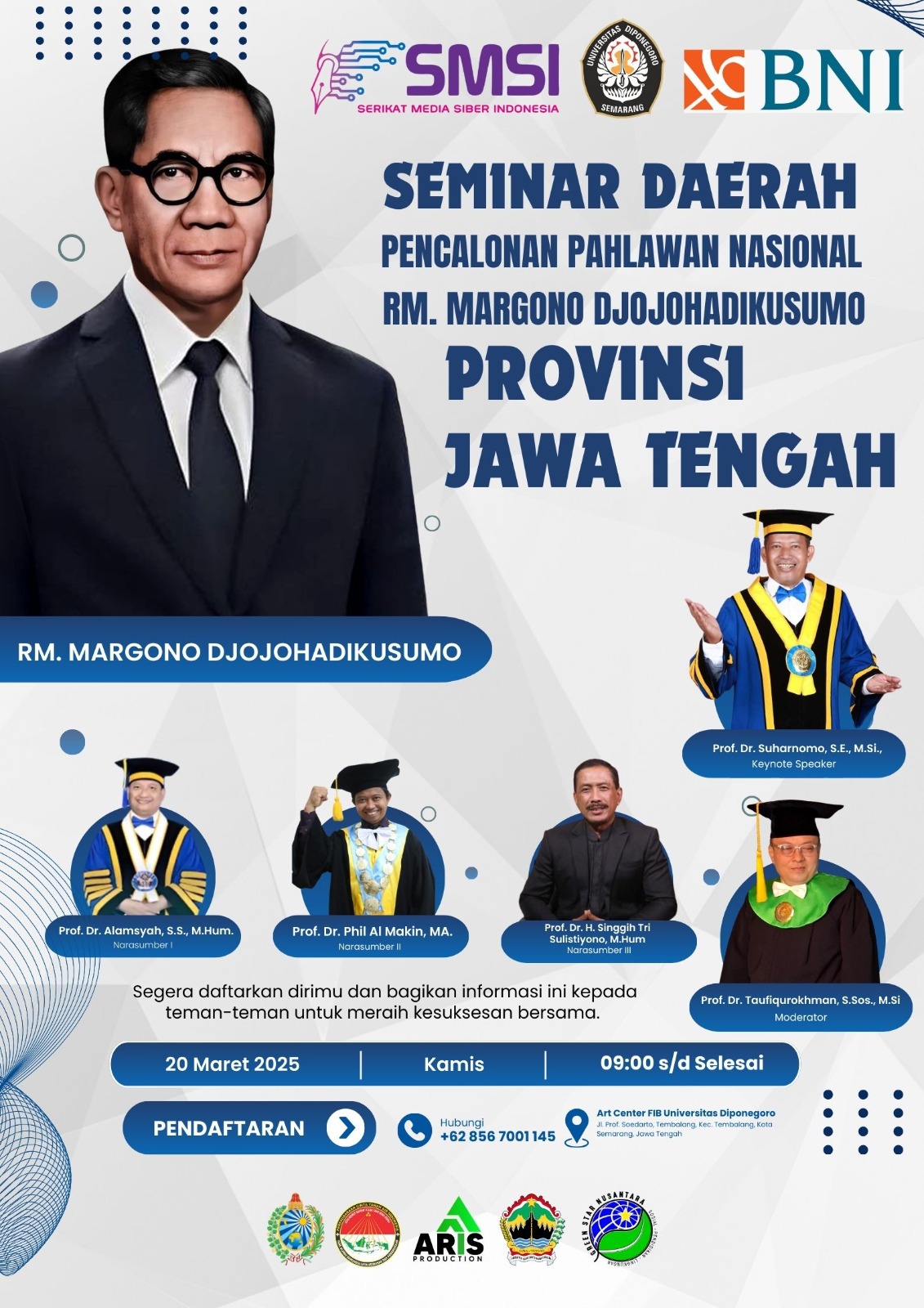 Seminar Provinsi Jawa Tengah: Kolaborasi SMSI dan Undip Perjuangkan RM Margono Djojohadikusumo Jadi Pahlawan Nasional